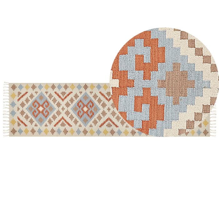 Cotton Kilim Runner Rug 80x300cm Multicolour