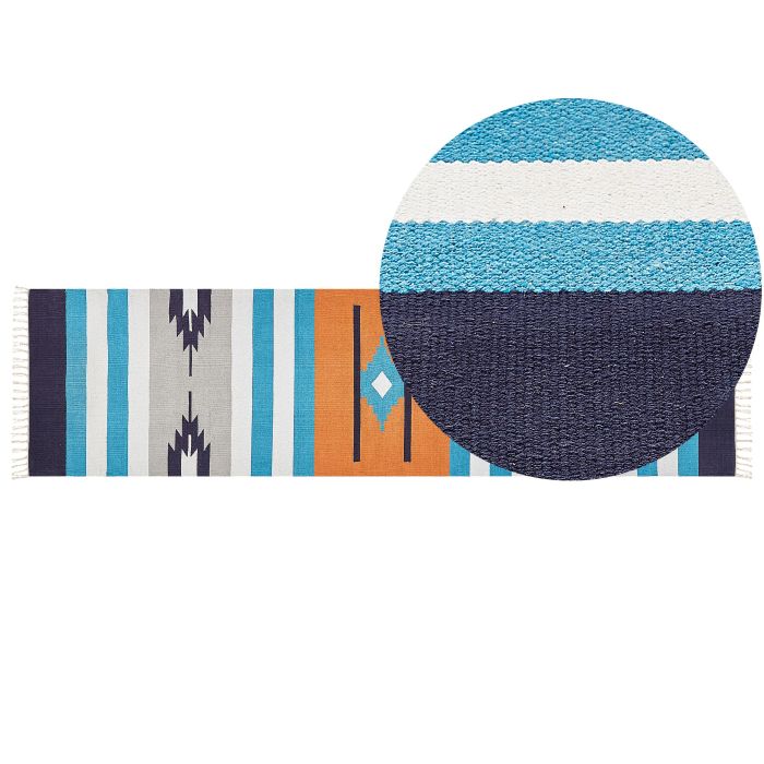 Cotton Kilim Runner Rug 80x300cm Multicolour