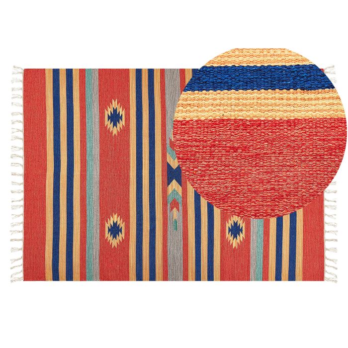 Cotton Kilim Area Rug 140x200cm Multicolour