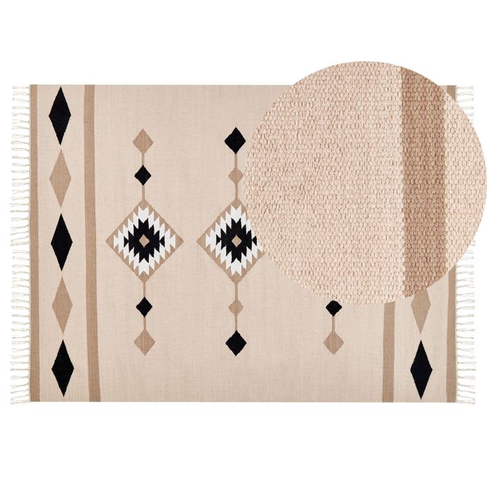 Cotton Kilim Area Rug 140x200cm Multicolour