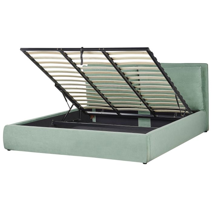 Velvet EU Super King Size Ottoman Bed Green BAJONNA