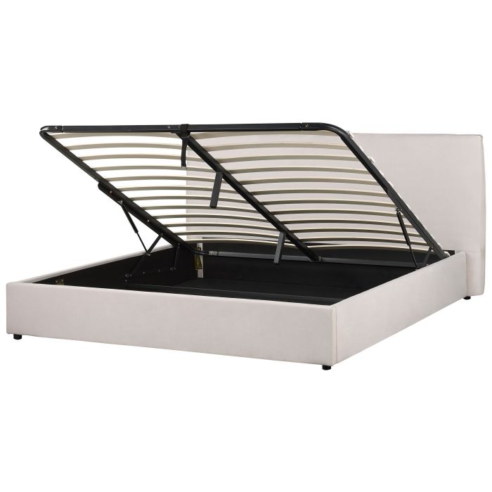 Velvet EU Super King Size Ottoman Bed Off-White LAVAUR