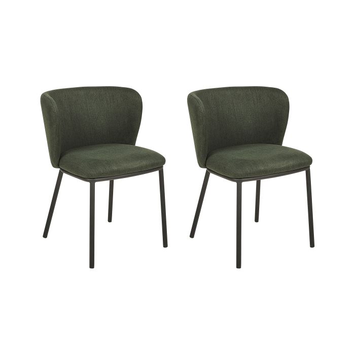 Set of 2 Fabric Dining Chairs Dark Green MINA