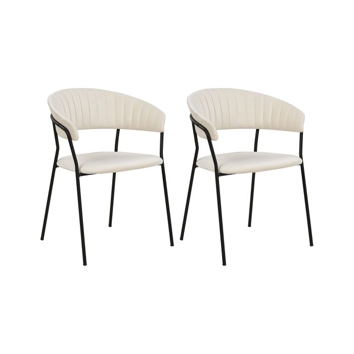 Set of 2 Velvet Dining Chairs Cream MARIPOSA