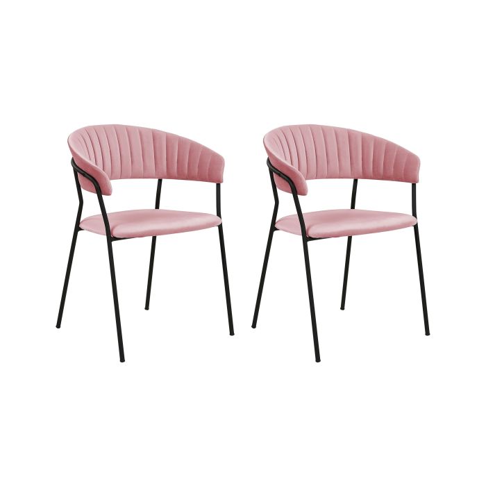 Set of 2 Velvet Dining Chairs Pink MARIPOSA
