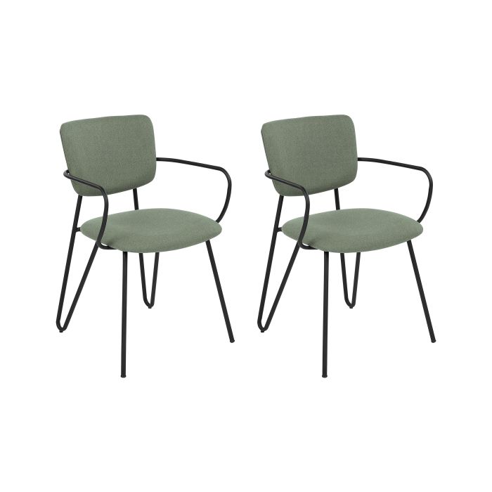 Set of 2 Fabric Dining Chairs Dark Green ELKO