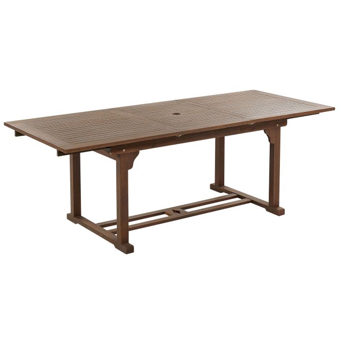 Extending Acacia Garden Dining Table 160/220 x 90 cm Dark Wood AMANTEA