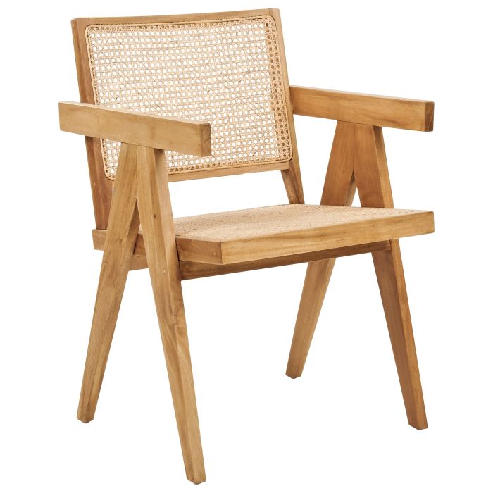 Wooden Chair with Rattan Braid Light Wood WESTBROOK