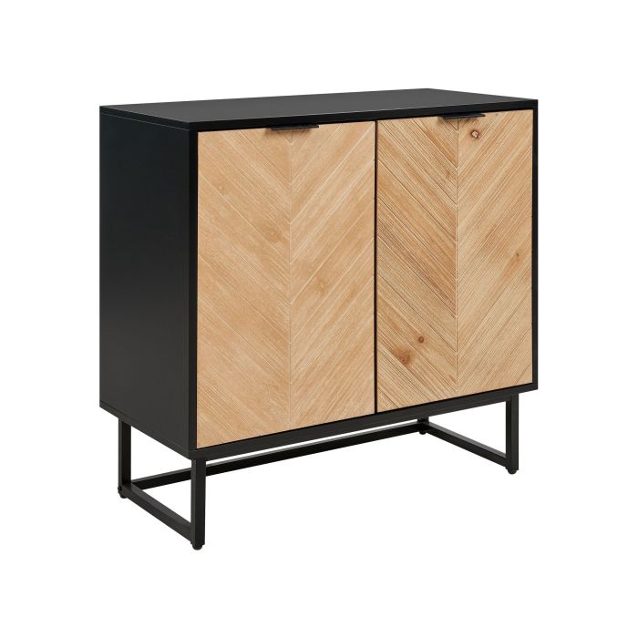 2 Door Sideboard Light Wood and Black ALASKA