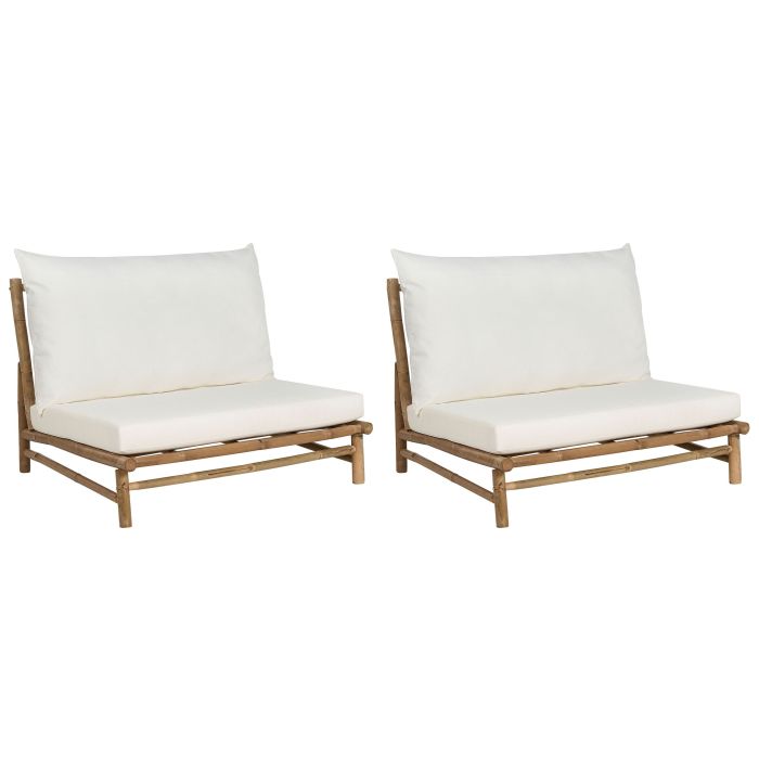 Set of 2 Bamboo Chairs Light Wood and White TODI