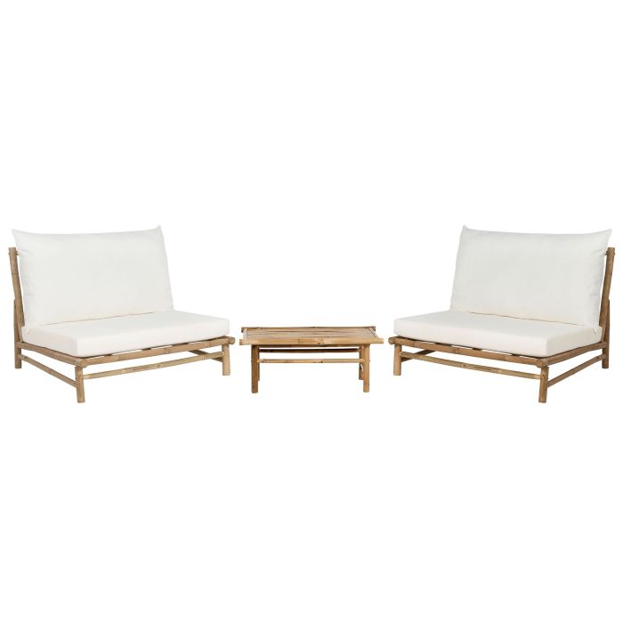 2 Seater Bamboo Lounge Set Light Wood and White TODI
