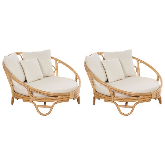 Set of 2 Rattan Garden Daybeds Natural ROSSANO