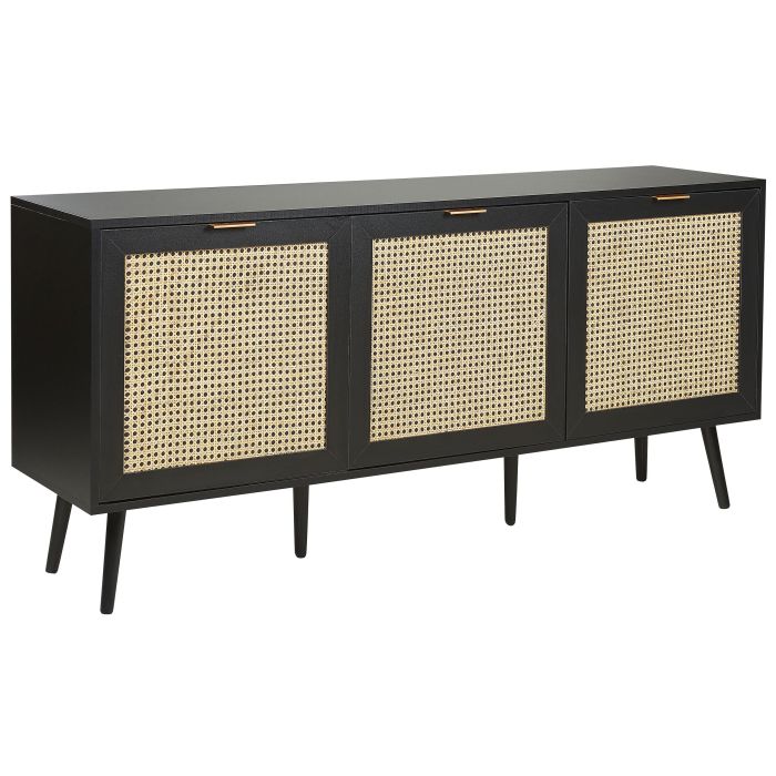 Rattan 3 Door Sideboard Black OPOCO