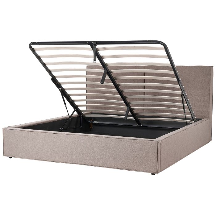 Fabric EU Super King Size Ottoman Bed Taupe MOISSAC