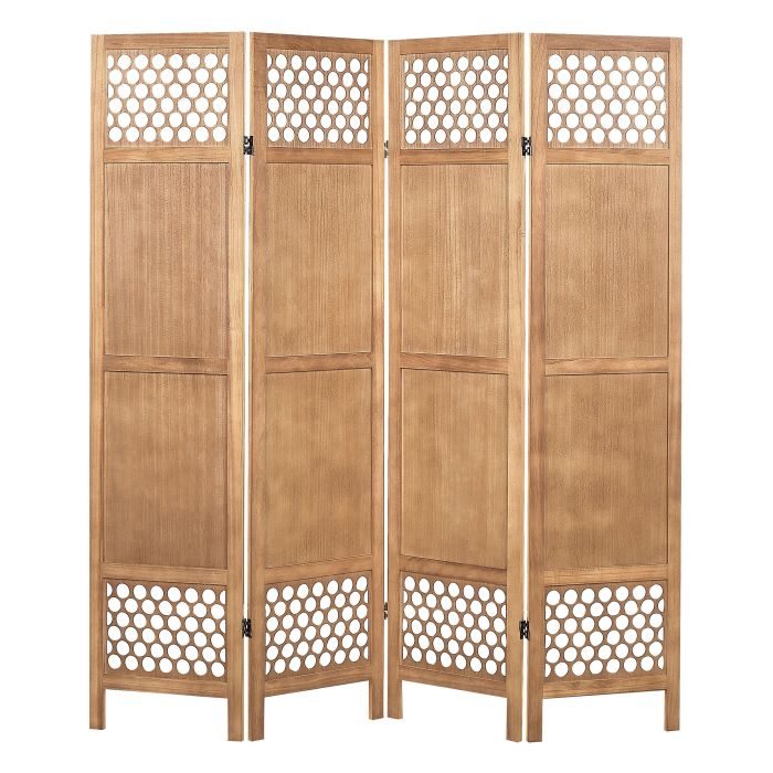 Wooden Folding 4 Panel Room Divider 170 x 163 cm Light Wood CERTOSA