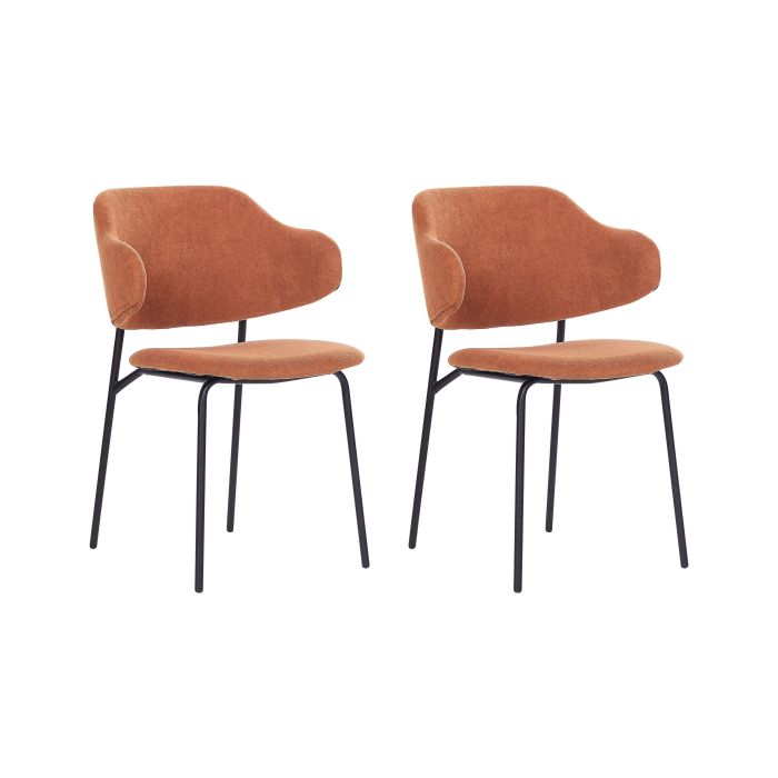 Set of 2 Fabric Dining Chairs Orange KENAI