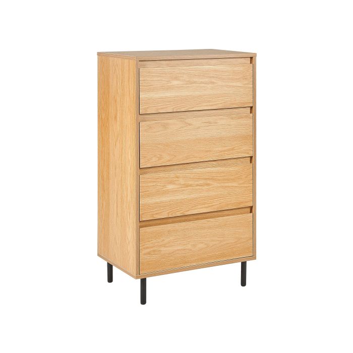 LIDO Oak Finish Chest of Drawers - Medium-sized, 4 Drawers