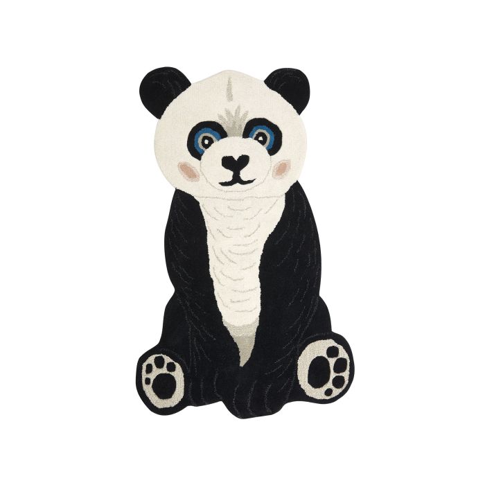 Wool Kids Rug Panda 100x160cm Black and White