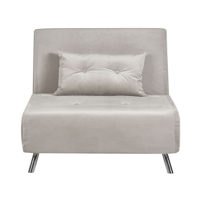 Velvet Single Sofa Bed Light Grey FARRIS