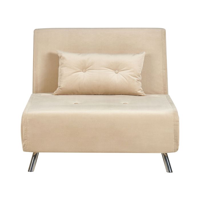 Velvet Single Sofa Bed Beige FARRIS