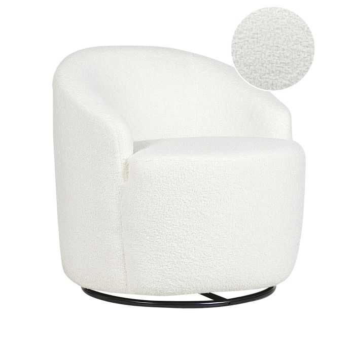 Boucle Swivel Armchair White DAVIK