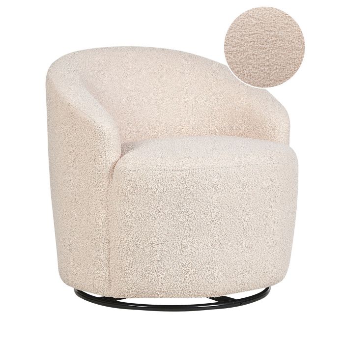 Boucle Swivel Armchair Beige DAVIK
