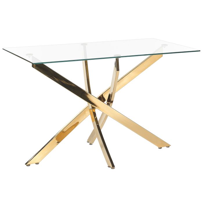 Glass Top Dining Table 120 x 70 cm Gold MARAMO