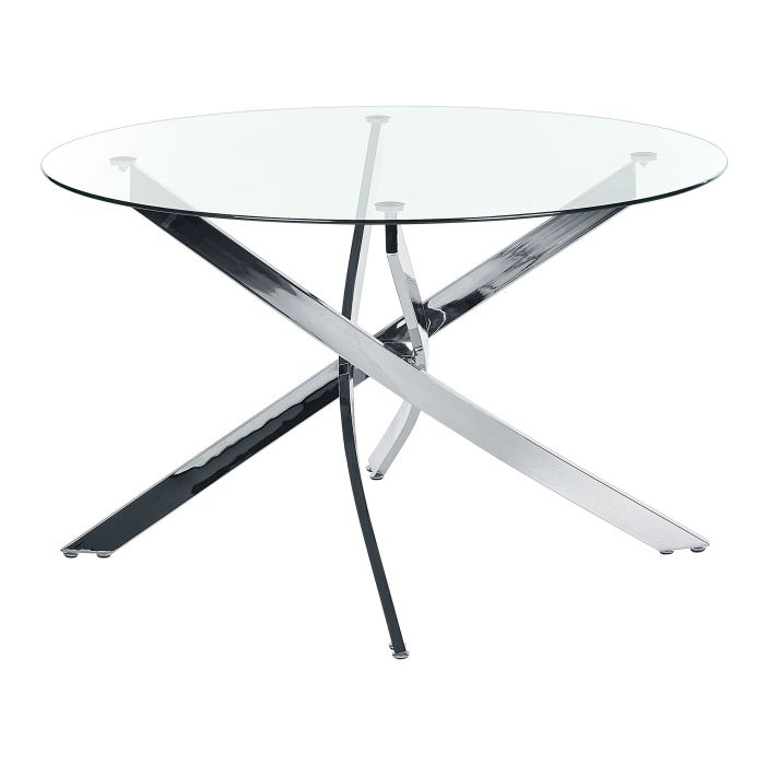 Glass Top Round Dining Table ⌀ 120 cm Silver MARAMO