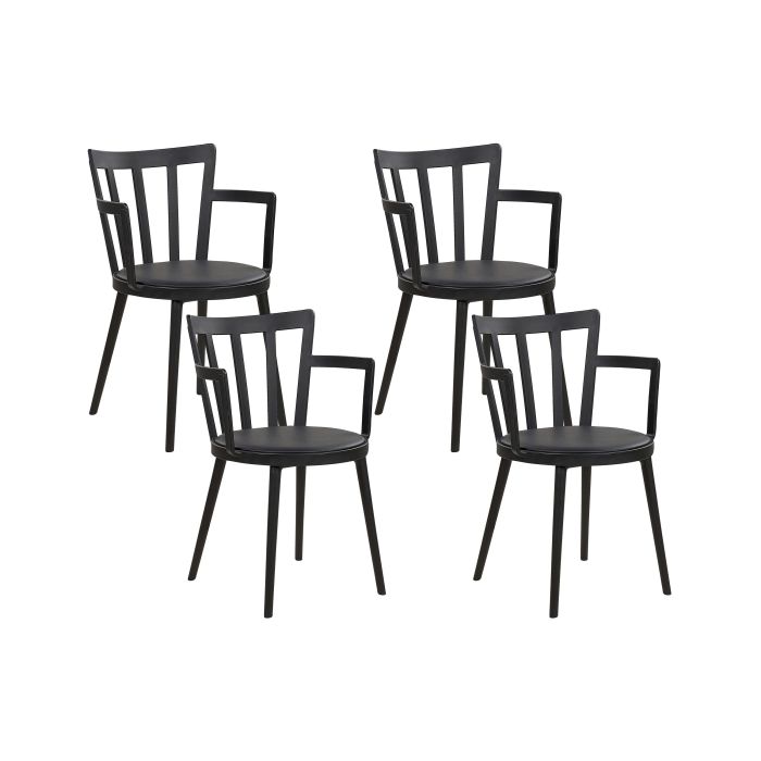 Set of 4 Plastic Dining Chairs Black MORILL