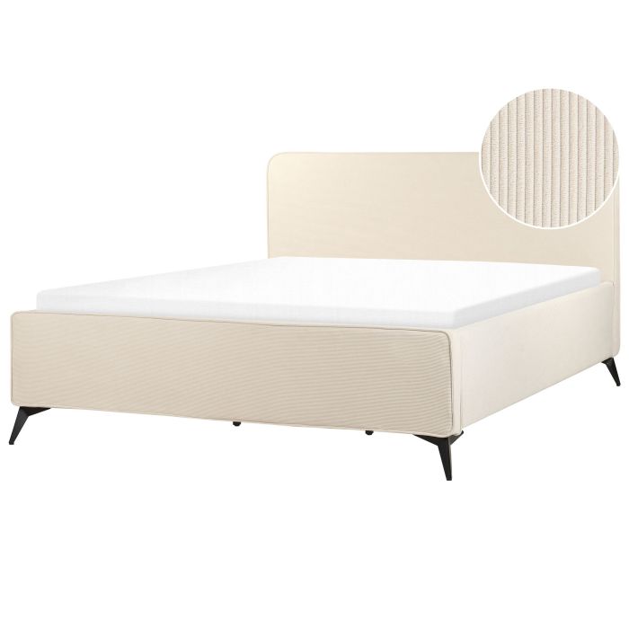 Corduroy EU Super King Size Bed Beige VALOGNES