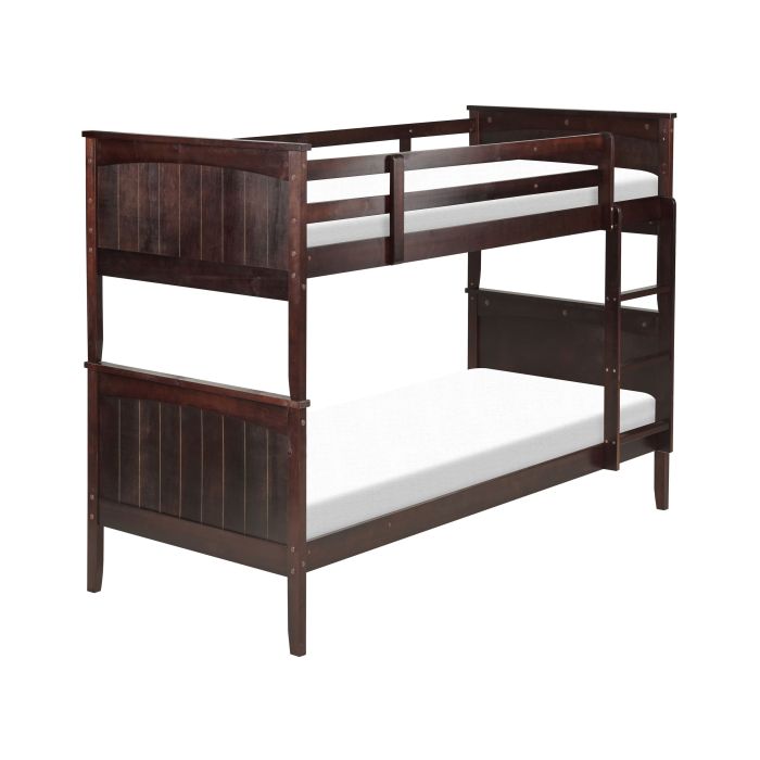 Wooden EU Single Size Bunk Bed Dark ALBON