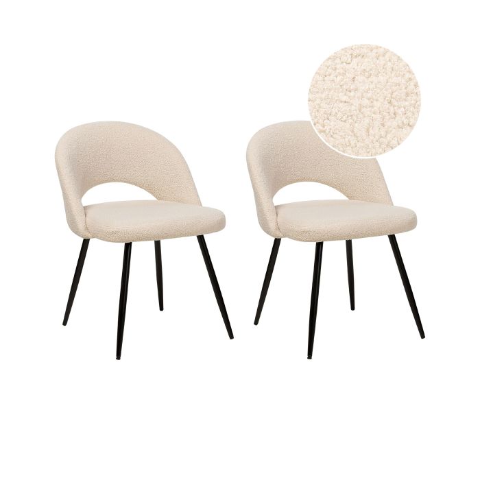 Set of 2 Boucle Dining Chairs Beige ONAGA