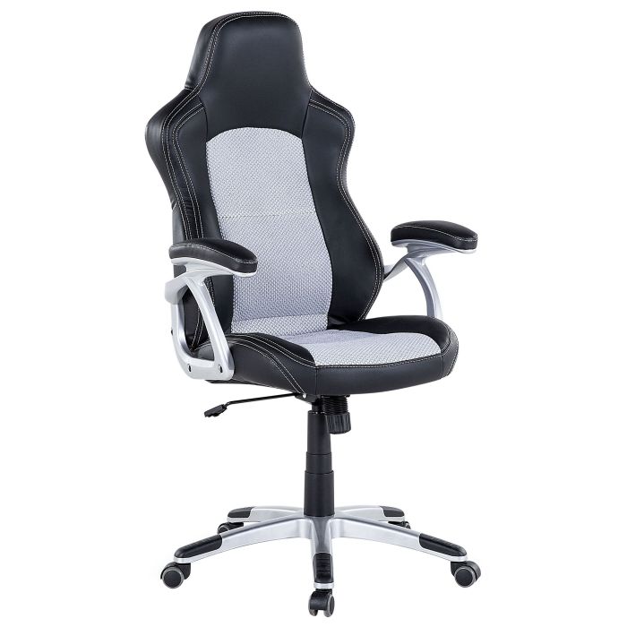 Faux Leather Office Chair Grey Black EXPLORER