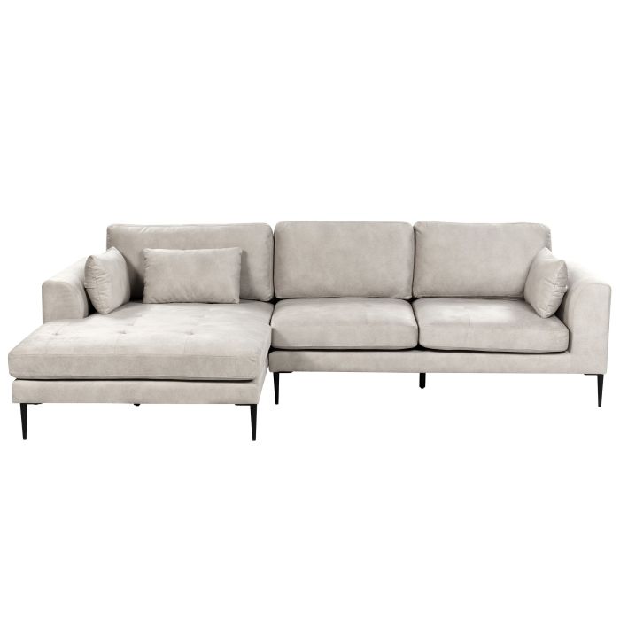 Velvet Right Hand Corner Sofa Light Grey FLAM