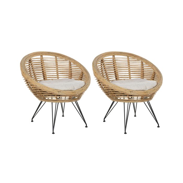 Set of 2 Rattan Chairs Natural MARATEA