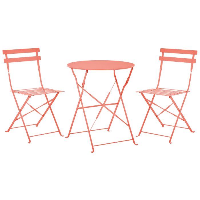 Steel Garden Bistro Set Coral Red FIORI