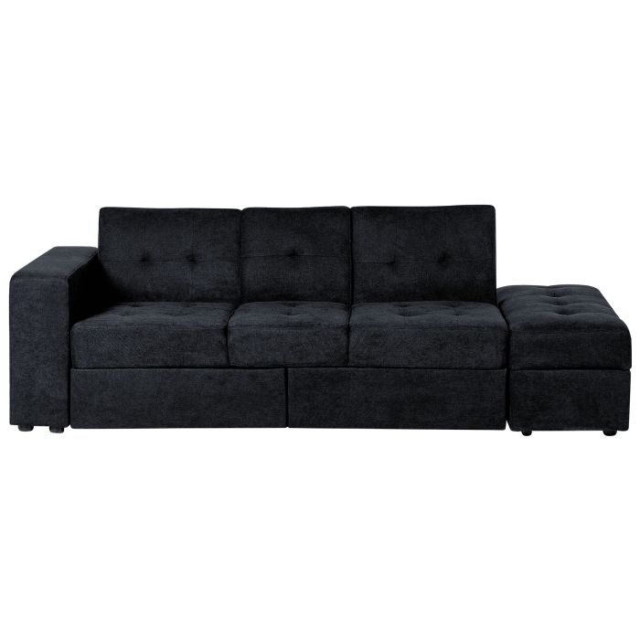 Sectional Sofa Bed with Ottoman Black FALSTER