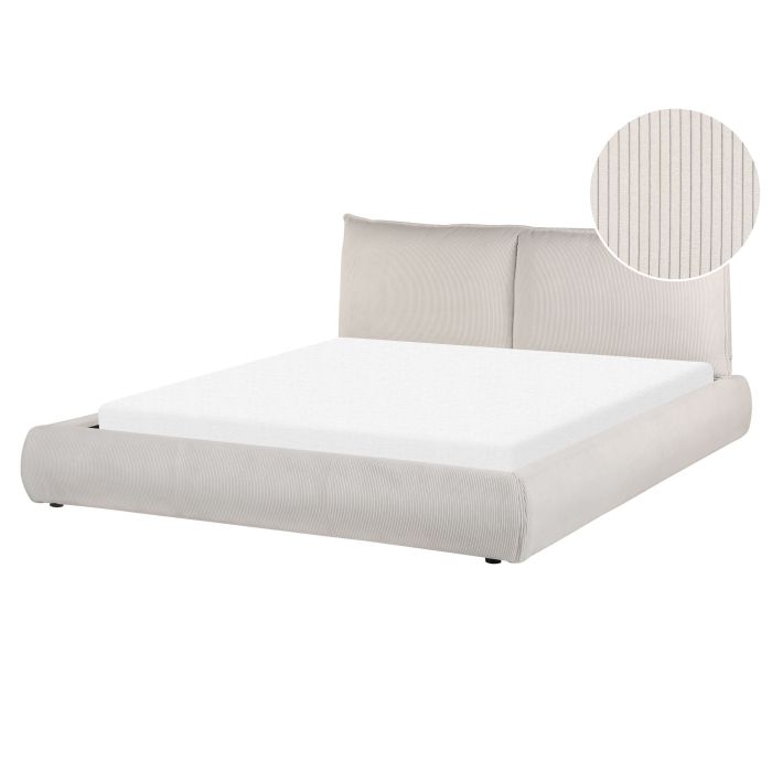 Corduroy EU King Size Bed Beige VINAY