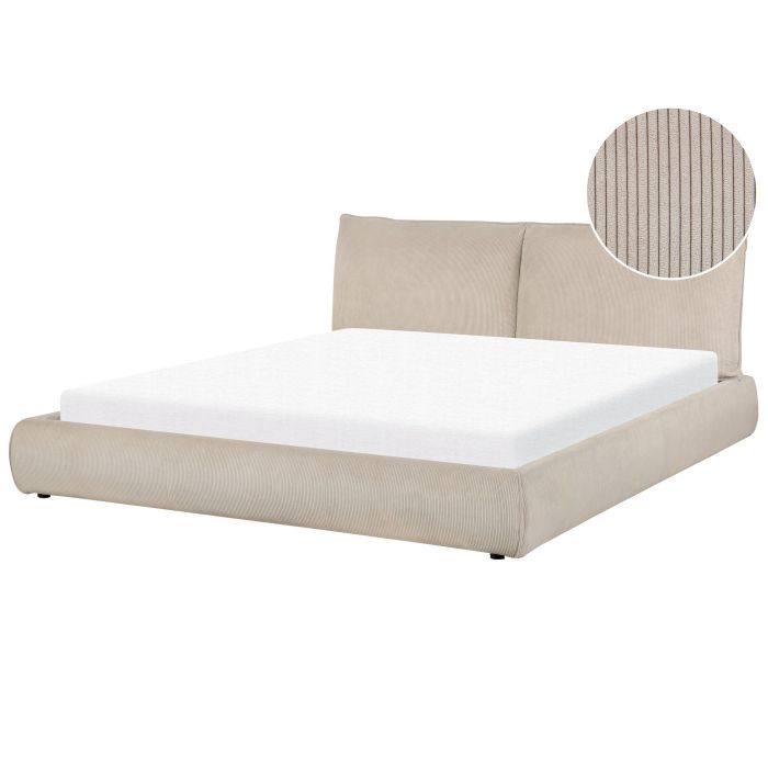Corduroy EU Super King Size Bed Taupe VINAY