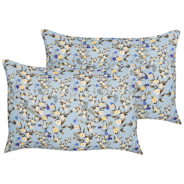 Set of 2 Outdoor Cushions Floral Motif 40 x 60 cm Blue VALLORIA