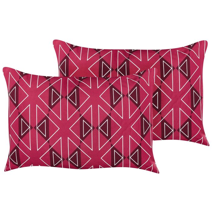 Set of 2 Outdoor Cushions Geometric Pattern 40 x 60 cm Pink MEZZANO