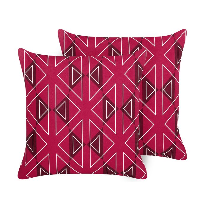 Set of 2 Outdoor Cushions Geometric Pattern 45 x 45 cm Pink MEZZANO
