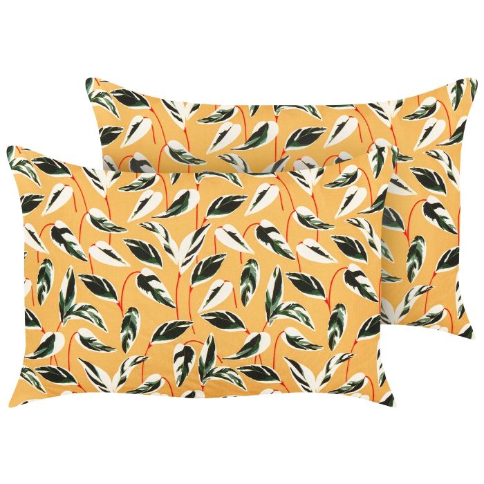 Set of 2 Outdoor Cushions Leaf Motif 40 x 60 cm Multicolour TAGGIA