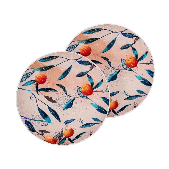 Set of 2 Outdoor Cushions Leaf Motif 40cm Multicolour