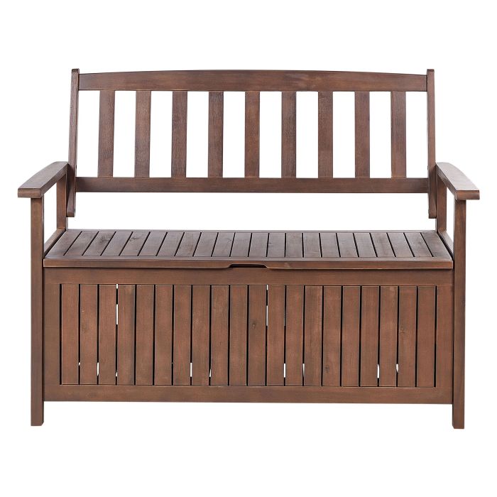 Acacia Wood Garden Bench with Storage 120 cm Dark SOVANA