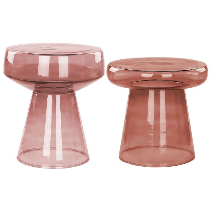 Set of 2 Glass Side Tables Dark Red LAGUNA/CALDERA