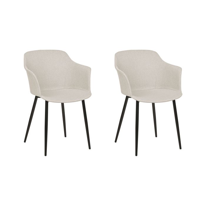 Set of 2 Fabric Dining Chairs Light Beige ELIM