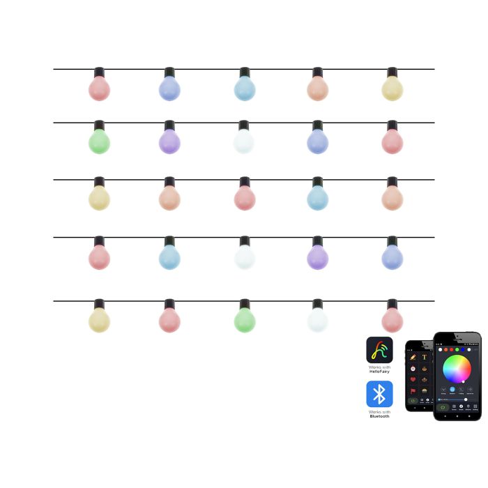 Outdoor String Multicolour Smart LED Lights with App 25 Bulbs