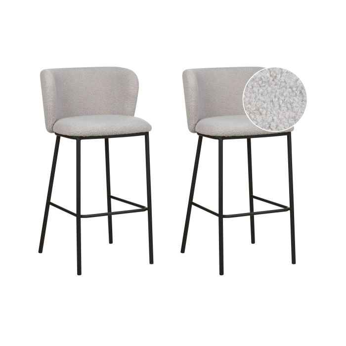 Set of 2 Boucle Bar Chairs Grey MINA