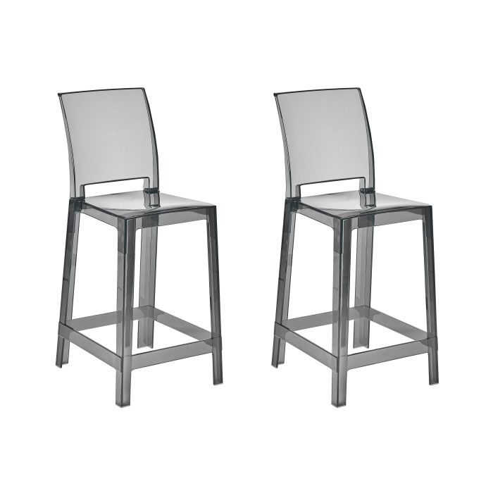 Set of 2 Bar Chairs Transparent Black WELLINGTON